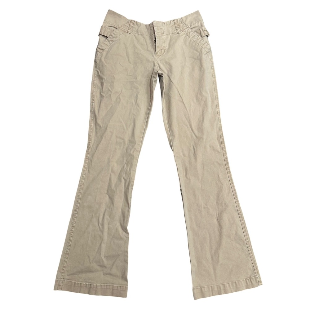Mossimo Womens Low Rise Flare Khaki Pants Tan Bootcut Stretch Size 5